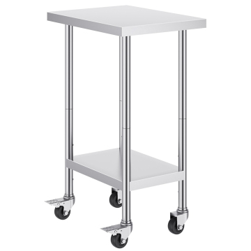 Stainless steel dining table with wheels for kitchen