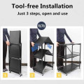 Carbon Steel Wheeled Foldable Storage Racks without Assembly