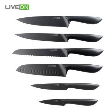 6 buc set de cuțit de bucătărie cu oxigen negru