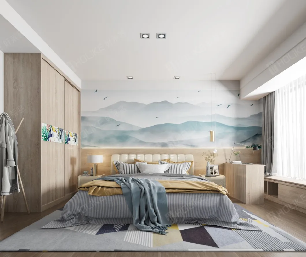 PVC Finish Particle Board Closet Furniture Bedroom Wardrobe with E1 Standard