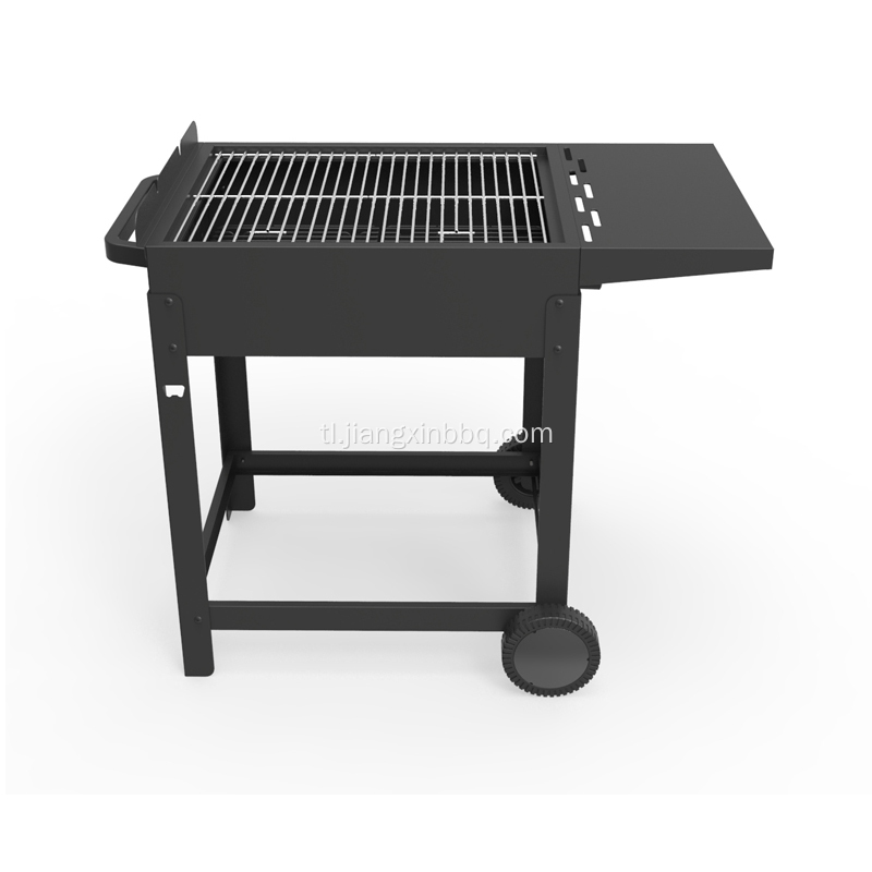 Trolley Charcoal BBQ na may Side Shelf