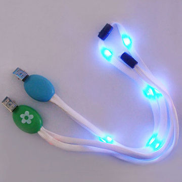 LED Flashing Lanyard, Heat Transfer Printed Logo, Customized Colors and Designs are Welcome