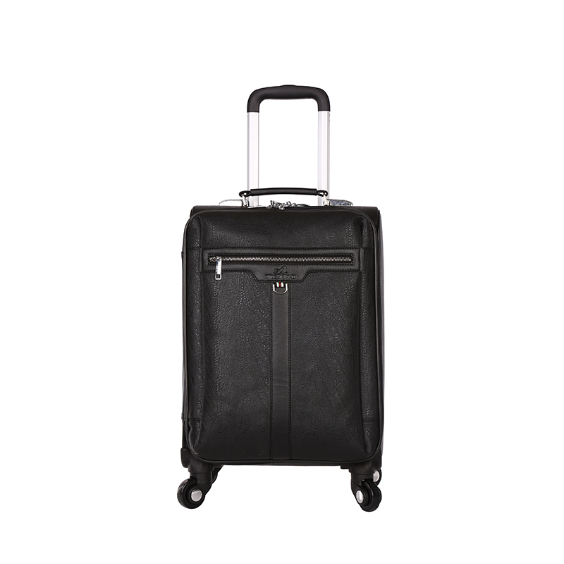 Promotion Gift 20'' 24'' 28'' Pu Leather Aluminum Trolley bag Travel Luggage Suitcase with Silence External Spinner wheels