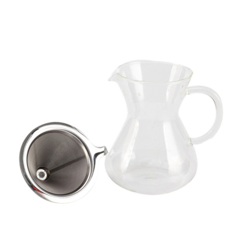 Cafeteira de vidro HandDrip com filtro de aço inoxidável