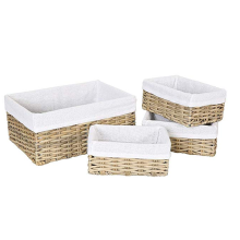 Handmade Decorative Plastic Rattan Hamper Wicker Basket Set of 4