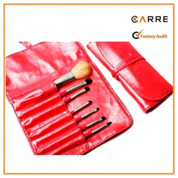 promotional roll up red leather make up brush pouch