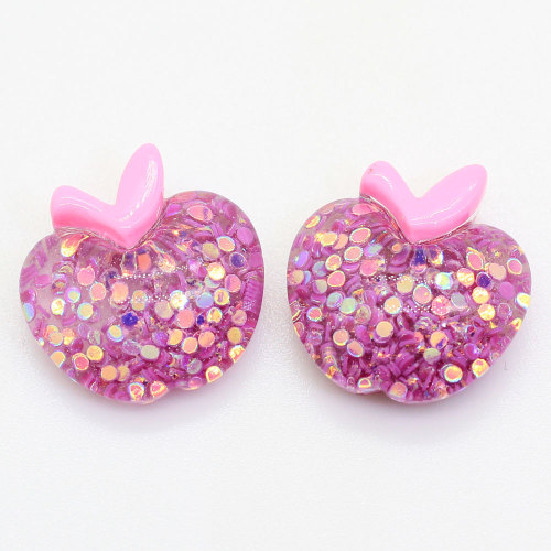 Resin Glitter Fruit Cabochon Kids Toy Decor Items 100pcs 18*20mm Cute Miniature Craft Handmade Craft Ornaments