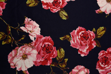 Big Peony Pattern Black Background Printed Fabrics