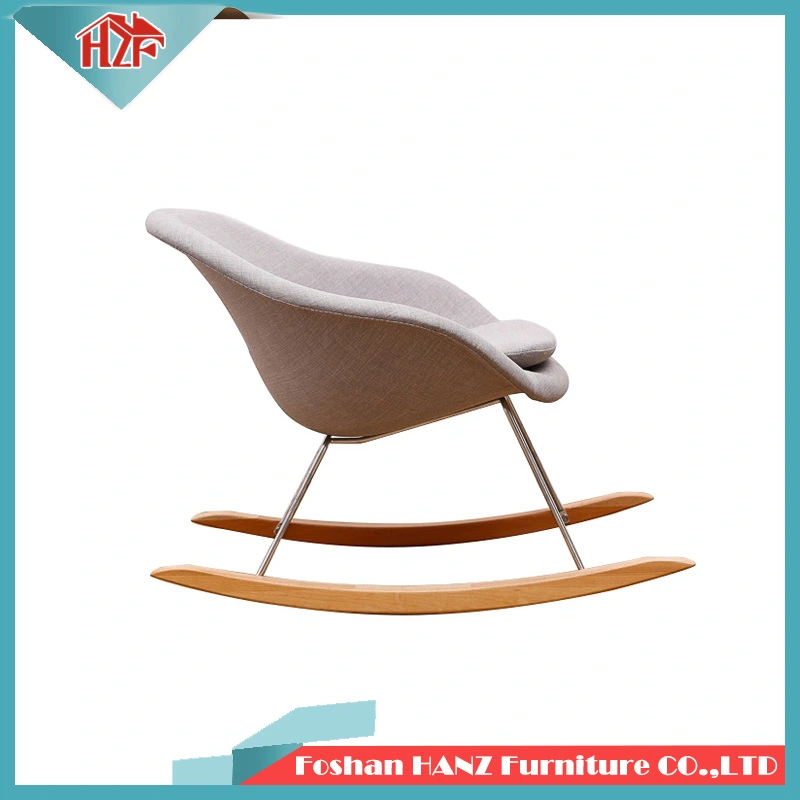 Foshan Supplier Living Room Fabric PU Leather Wooden Plastic Rocking Safe Chair