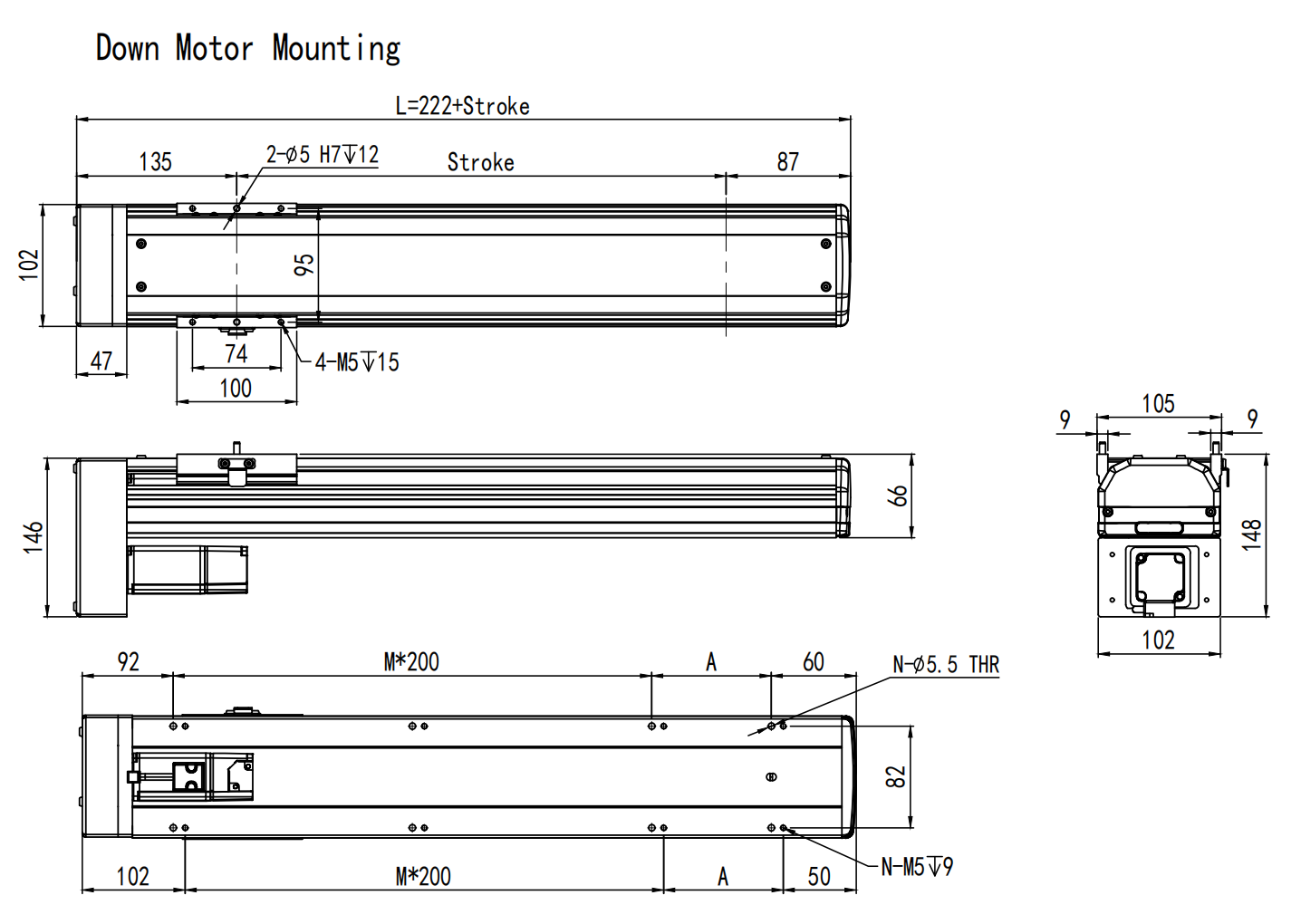 900mm linear motion module down mount