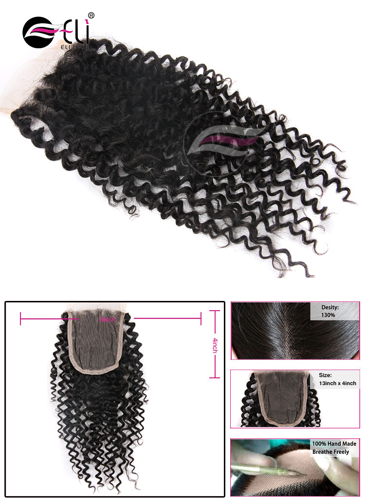Hot Sale kinky curl hair 100% Virgin Human Peruvian Frontal Virgin Hair Bundles with Lace Closure