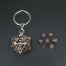 Antique Cute Dice Cage - DND Polyhedral D20 Dice Case with Metal Keychain