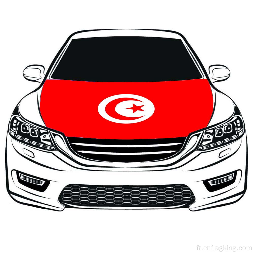 Drapeau de la République Tunisienne Capuche 3.3X5FT 100% Tissu Haute Élastique Drapeau Moteur