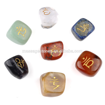 Natural Chakra Sanskrit stones Tumbled Set Engraved Chakra stone