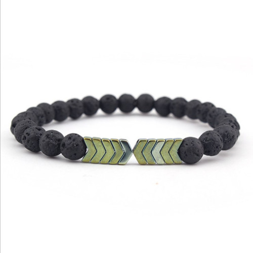 Black lava volcanic stone arrow fashion bracelet bracelet.