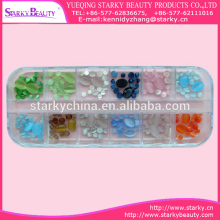 12 Colors dazzling beads nail decoration Cat eye nail decoration set