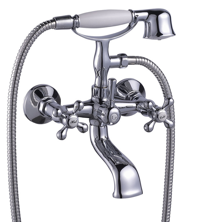 Attractive style stainless steel spout zinc alloy handle wall mounted bathtub faucet