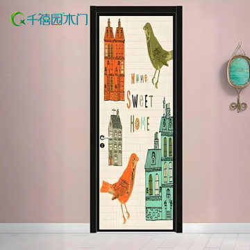 Whimsical City Bird Door