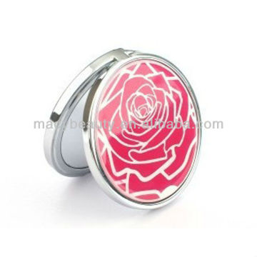 Round rose metal compact mirror