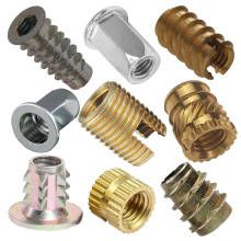 Knurled Brass Heat Staking Threaded Inserts and Nut for Injection Molding