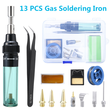 13pcs/set Celsius Butane Gas Welding Soldering Irons Welding Tool Electric Gas Soldering Iron Cordless Butane Tip Tools