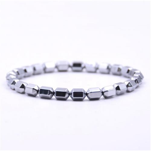 Silver Hematite 5x8MM Hexagonal Beads Bracelet