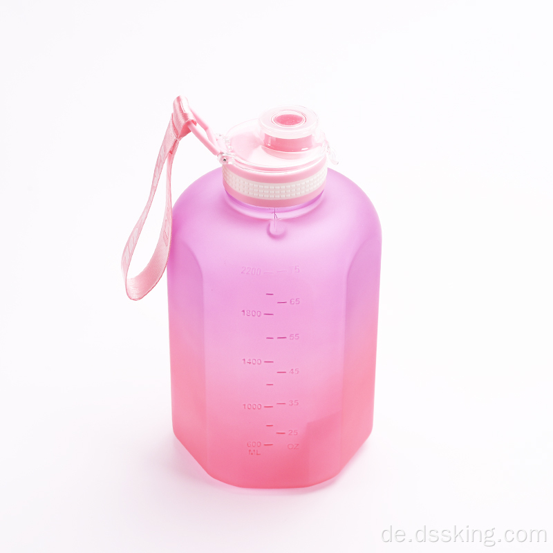 Neue Motivation BPA Free Sport Plastik trinken 2 -Liter Wasserflasche 2L mit Zeitmarker Stroh