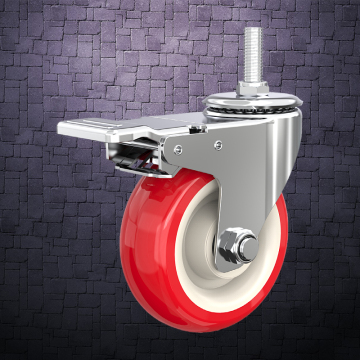 stainless steel red color polyurethane caster wheels