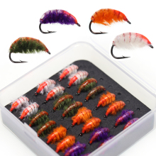 24pcs/Box Scud Bug Worm Nymphs Flies Shrimp Fishing Lures for Trout and Carp