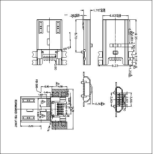 MUMM02-XLXXX Micro USB 5P Plug SMT Type, 