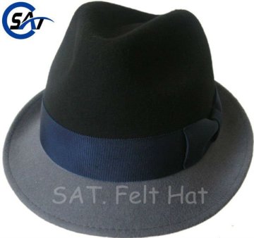 100% wool felt two tones fedora hat