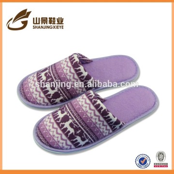 warm used unisex indoor slipper wholesale printed fabric slipper