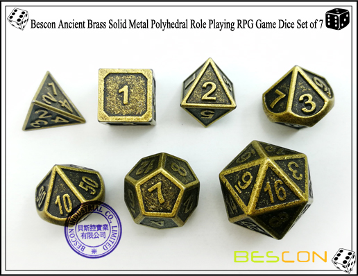 Bescon nuevo estilo antiguo latón de metal sólido rol poliédrico jugando juegos de rol conjunto de dados (7 morir en el paquete) -3 Bescon New Style Ancient Brass Solid Metal Polyhedral Role Playing RPG Game Dice Set (7 Die in Pack)-3
