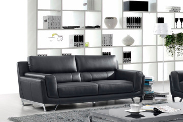Classic Black Leather Sofa