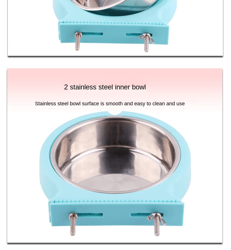 Hot Sale Plastic Material Pet Feeder Pet Bowl Water Food Dog Stainless Steel Hanging Cage Pet Bowl Feeder