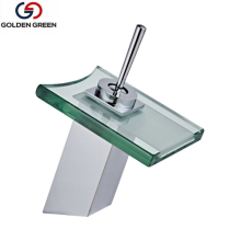 New Design Wash Basin Waterfall Stainless Steel Faucet Bathroom  Glass Water Tap
