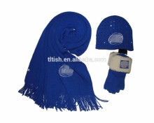 Winter fashion 100%acrylic knitting set scarf/hat/glove