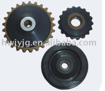 Motorcycle chain guide wheel components