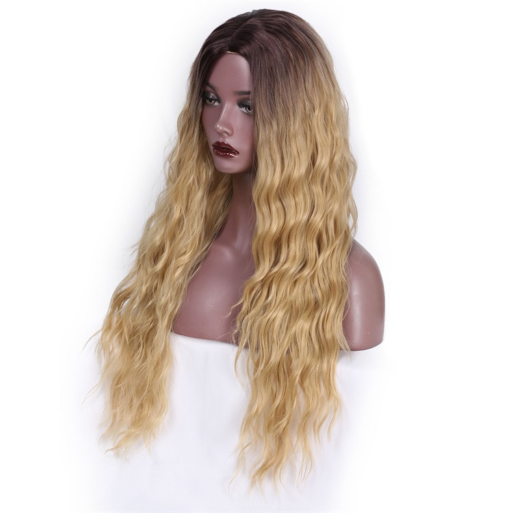 Vigorous Long Ombre Blonde Synthetic Wigs Natural Wave Wigs for Black Women Heat Resistant Fiber Cosplay Wigs