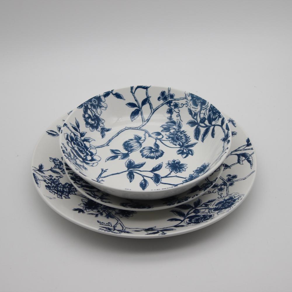 Blue Plant Flower Tableware 7