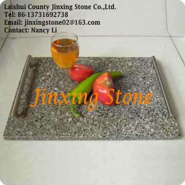 Stone BBQ Plates Granite Cheese Serving Tray with S/S Handles Granite Dishes Plates for Kitchen