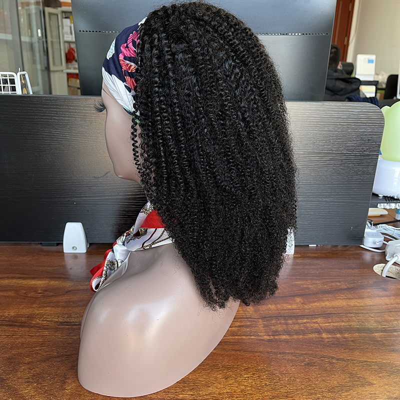 factory price head band human hair wigs, afro kinky curl head band wig human hair,100% brazilian human hair wigs