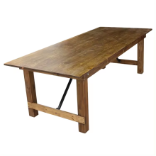 Antique Foldable Rectangle Dining Table with Wooden Farm Vineyard Design