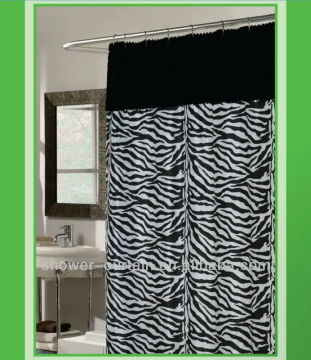 Zebra pattern fakefur attached luxury fabric shower curtains