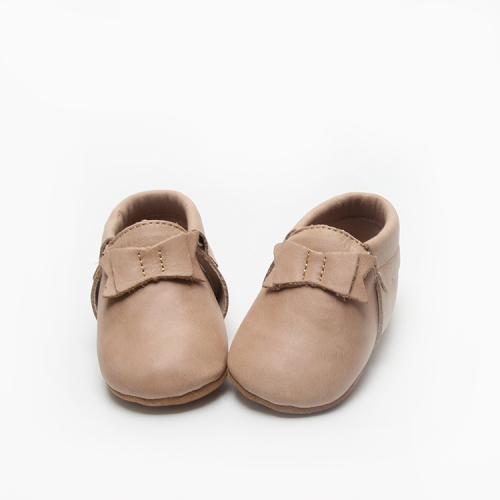 Soft Girls Bow Baby Moccasins