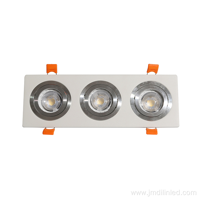 White Recessed Rectangular LED Triple Heads Ceiling light