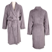 gray solid coral fleece bathrobe/100% microfibre coral fleece bathrobe