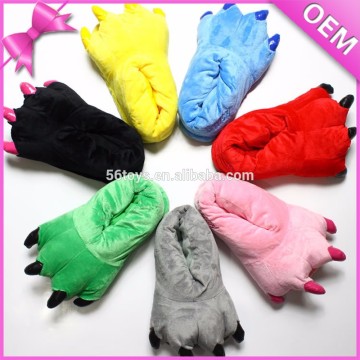 Funny custom big slippers plush animal claw slippers
