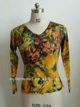 Ladies Printed Cashmere Sweater