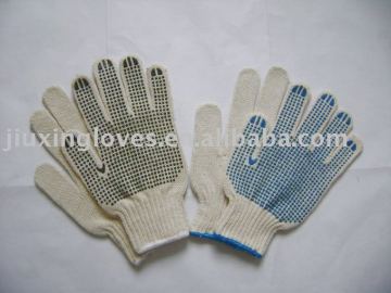 Natural white cotton string knitted glove